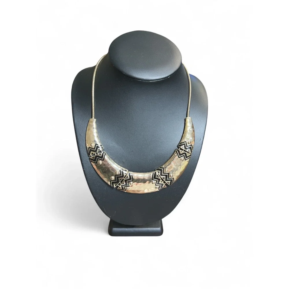 Gold Tone Aztec Bib Collar Adjustable‎ Necklace Adjustable